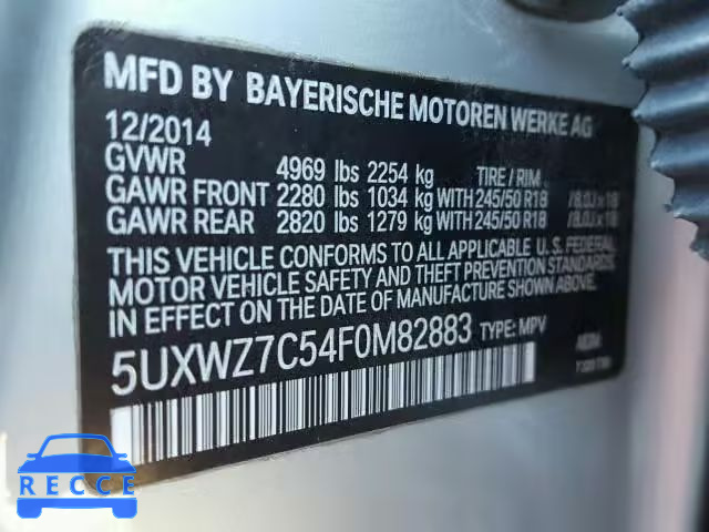 2015 BMW X3 SDRIVE 5UXWZ7C54F0M82883 image 9