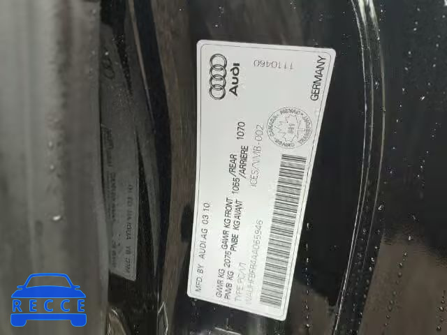 2010 AUDI A5 QUATTRO WAUHFBFR4AA065946 image 9