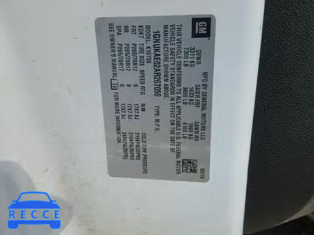 2010 CHEVROLET TAHOE K150 1GNUKAE02AR267056 image 9