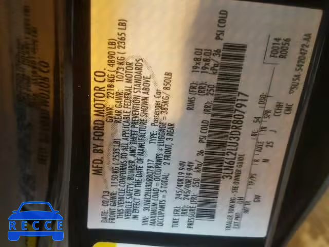 2013 LINCOLN MKZ HYBRID 3LN6L2LU3DR807917 image 9