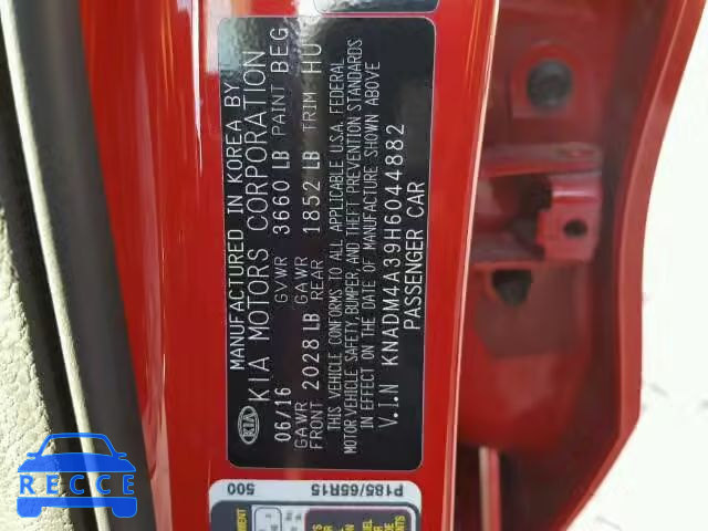 2017 KIA RIO LX KNADM4A39H6044882 image 9