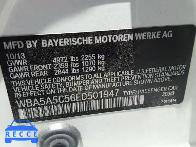 2014 BMW 528I WBA5A5C56ED501947 Bild 9