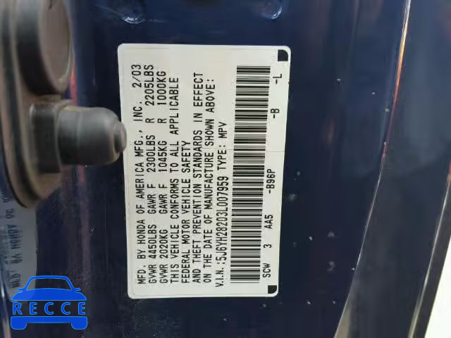 2003 HONDA ELEMENT DX 5J6YH28203L007959 image 9