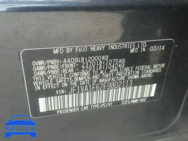 2015 SUBARU WRX PREMIU JF1VA1F62F9802113 image 9