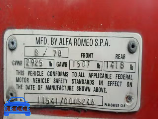 1978 ALFA ROMEO SPIDER AR115410005246 зображення 9