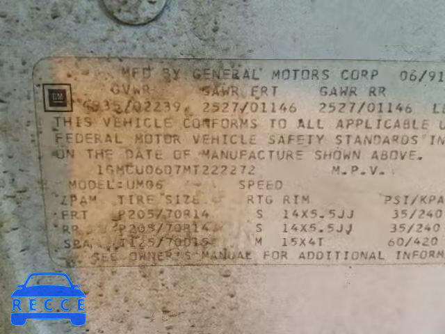 1991 PONTIAC TRANS SPOR 1GMCU06D7MT222272 image 9