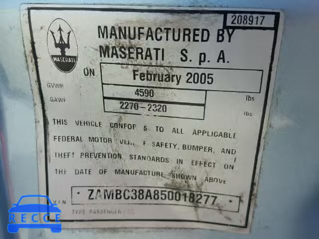 2005 MASERATI M128 GT ZAMBC38A850018277 Bild 9