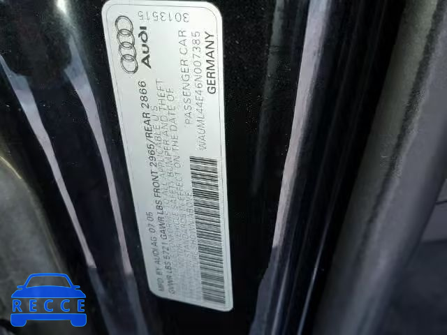 2006 AUDI A8 L QUATT WAUML44E46N007385 зображення 9