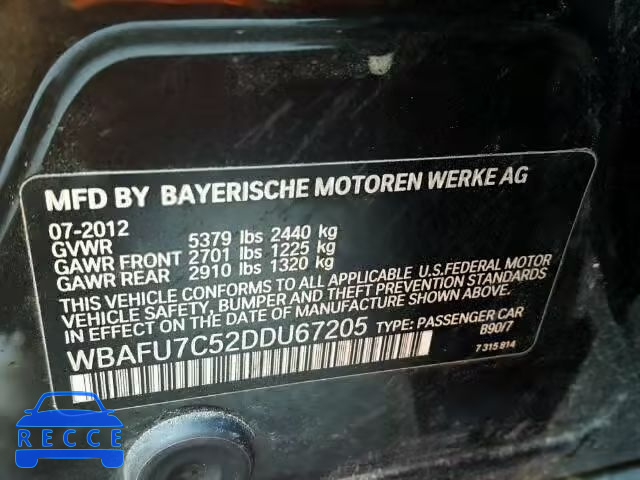 2013 BMW 535XI WBAFU7C52DDU67205 Bild 9
