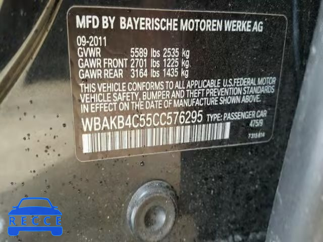 2012 BMW 740LI WBAKB4C55CC576295 зображення 9
