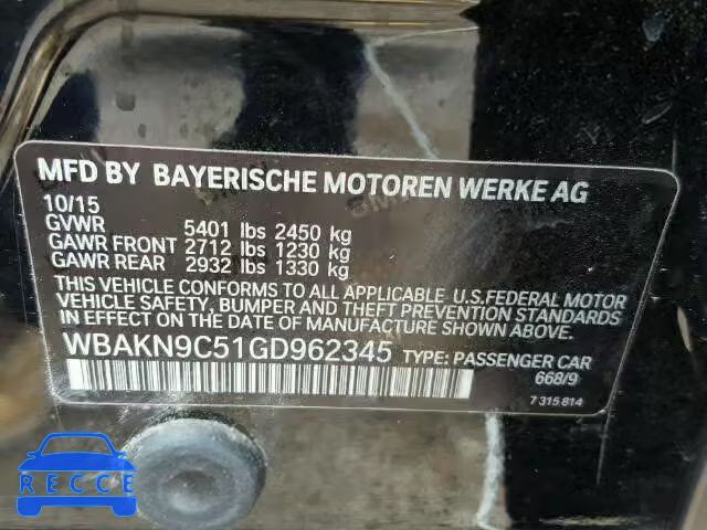 2016 BMW 550I WBAKN9C51GD962345 Bild 9