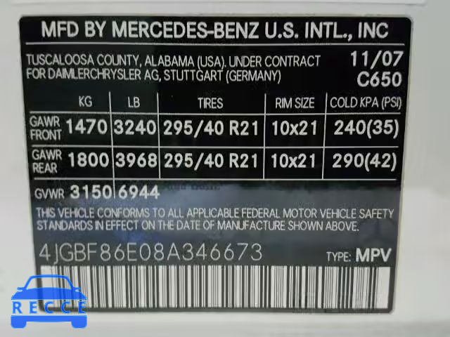 2008 MERCEDES-BENZ GL 550 4MA 4JGBF86E08A346673 image 9