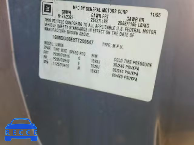 1996 PONTIAC TRANS SPOR 1GMDU06E8TT200647 Bild 9