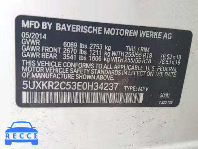 2014 BMW X5 SDRIVE3 5UXKR2C53E0H34237 image 9