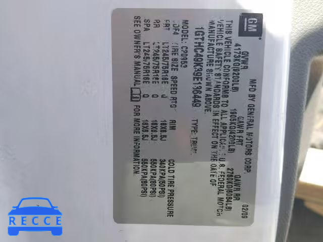 2009 GMC SIERRA C25 1GTHC49K39E136449 Bild 8