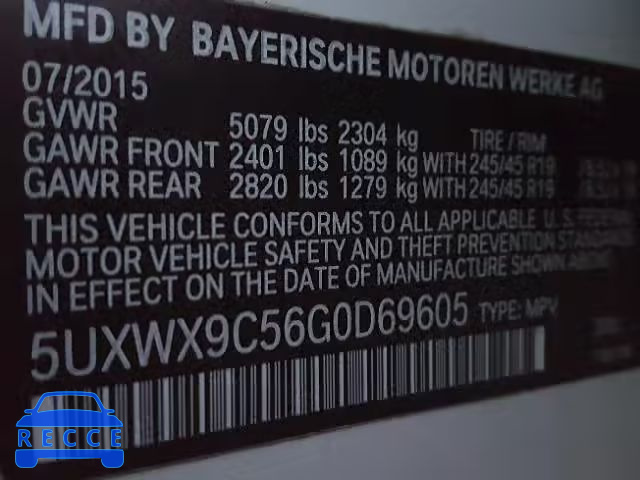 2016 BMW X3 XDRIVE2 5UXWX9C56G0D69605 image 9