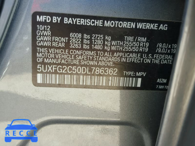 2013 BMW X6 XDRIVE3 5UXFG2C50DL786362 image 9