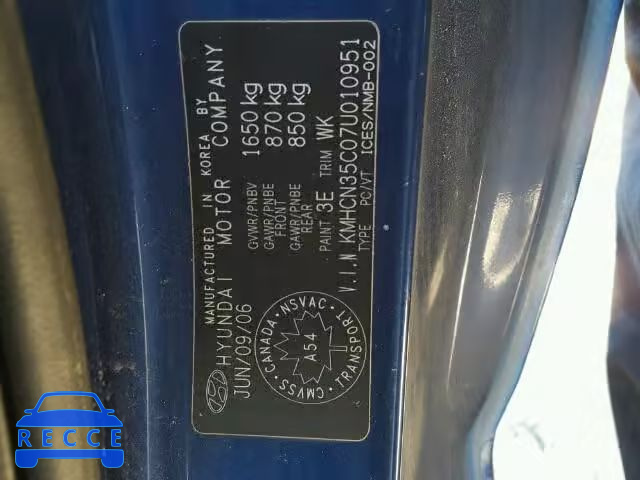 2007 HYUNDAI ACCENT BAS KMHCN35C07U010951 image 9