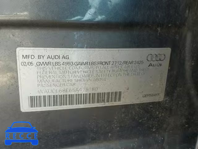 2005 AUDI NEW S4 QUA WAUGL68E65A476180 зображення 9