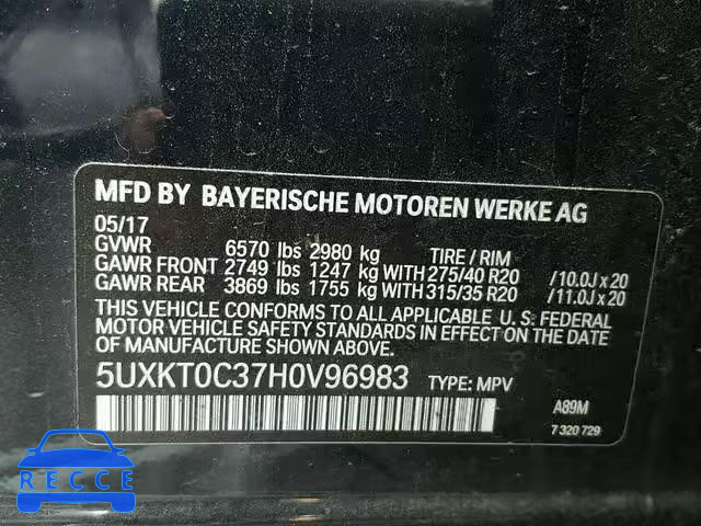 2017 BMW X5 XDR40E 5UXKT0C37H0V96983 зображення 9