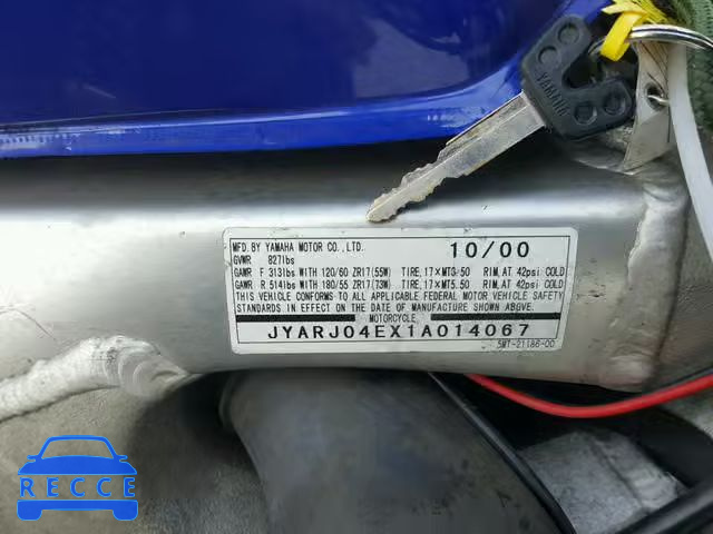 2001 YAMAHA YZFR6 L JYARJ04EX1A014067 image 9