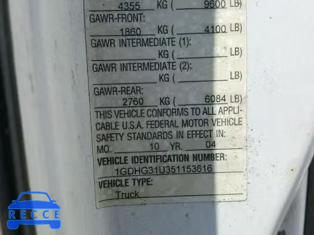 2005 GMC SAVANA CUT 1GDHG31U351153616 image 9
