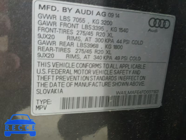 2015 AUDI Q7 TDI WA1LMAFE4FD007183 Bild 9