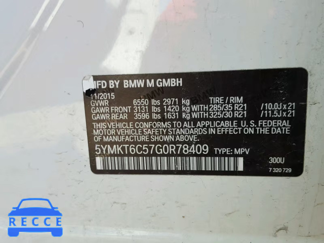 2016 BMW X5 M 5YMKT6C57G0R78409 image 9