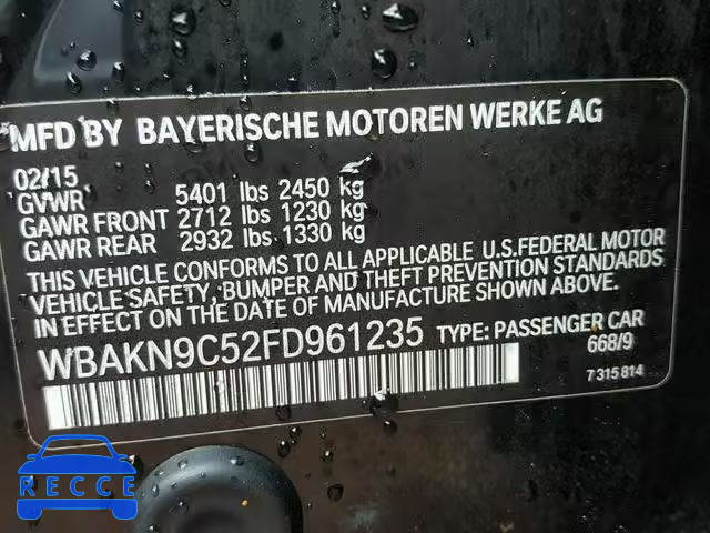 2015 BMW 550 I WBAKN9C52FD961235 image 9