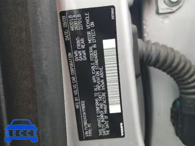 2010 VOLVO S80 3.2 YV1982AS1A1118902 image 9