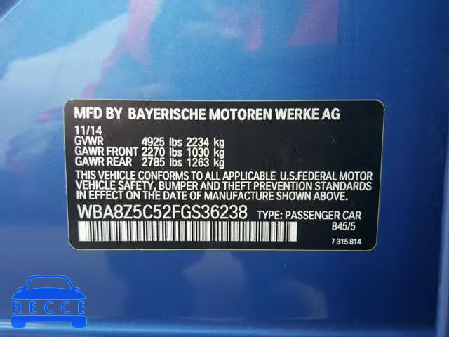 2015 BMW 328 XIGT WBA8Z5C52FGS36238 Bild 9