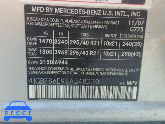 2008 MERCEDES-BENZ GL 550 4MA 4JGBF86E98A348230 image 9