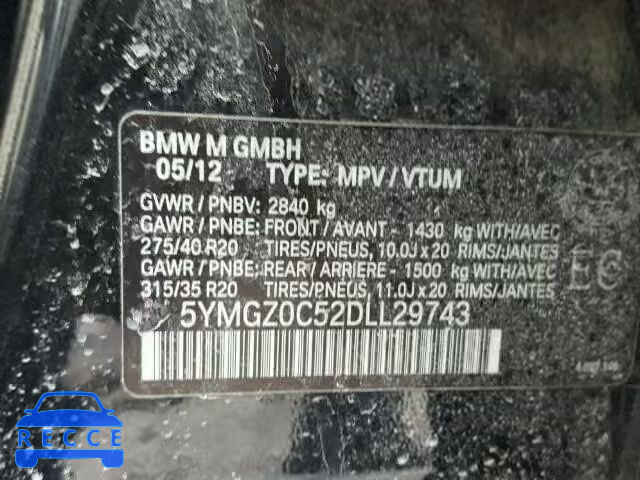2013 BMW X6 M 5YMGZ0C52DLL29743 зображення 9