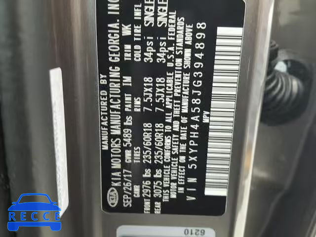 2018 KIA SORENTO EX 5XYPH4A58JG394898 image 9