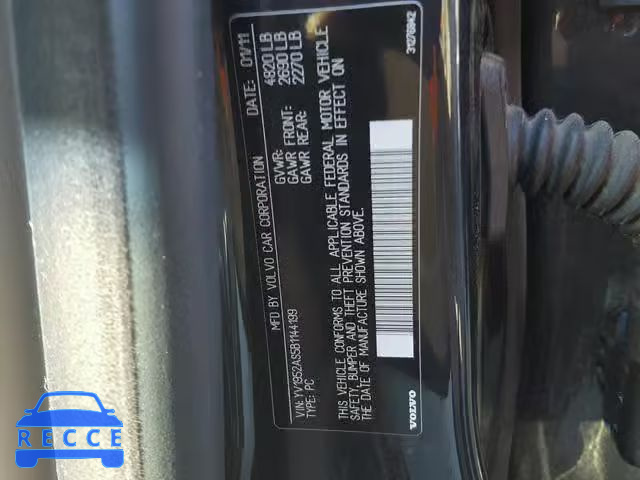 2011 VOLVO S80 3.2 YV1952AS5B1144199 image 9