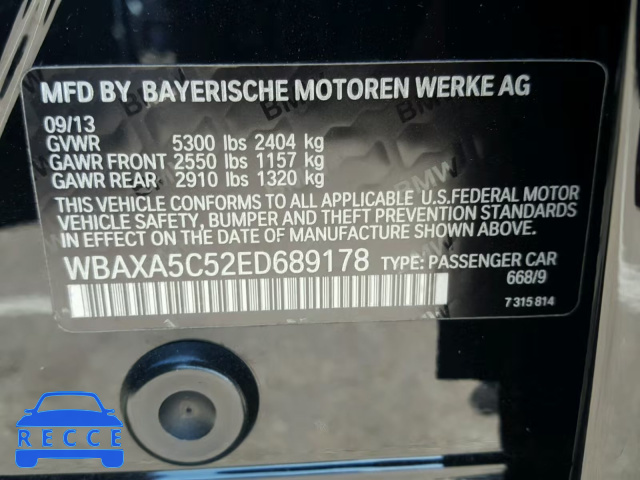 2014 BMW 535 D WBAXA5C52ED689178 зображення 9