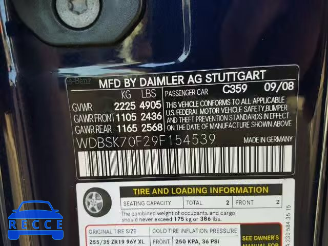 2009 MERCEDES-BENZ SL 63 AMG WDBSK70F29F154539 image 9