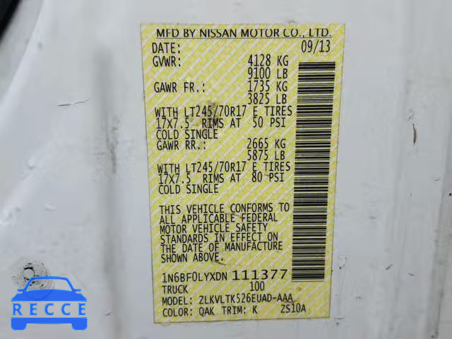 2013 NISSAN NV 2500 1N6BF0LYXDN111377 image 9