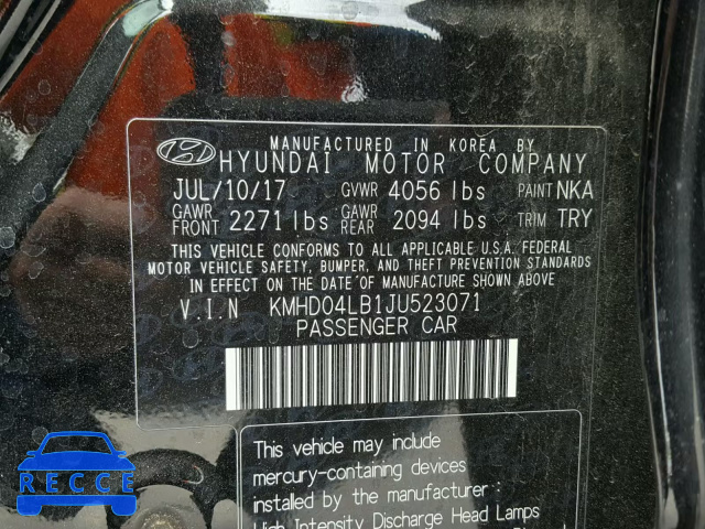2018 HYUNDAI ELANTRA SP KMHD04LB1JU523071 image 9