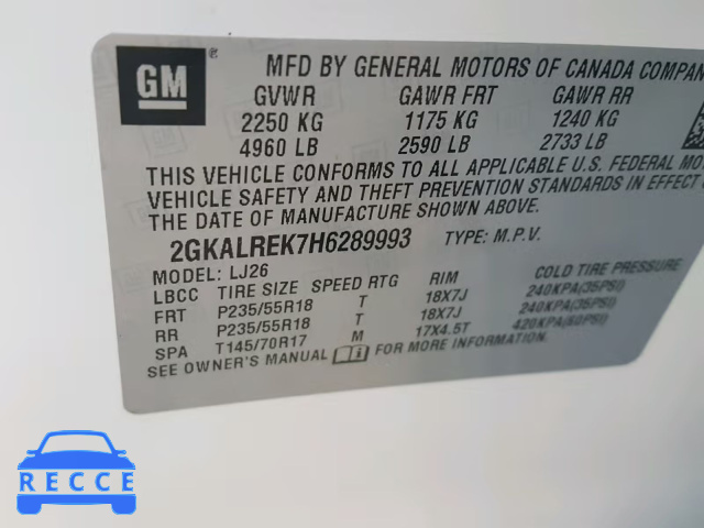 2017 GMC TERRAIN DE 2GKALREK7H6289993 зображення 9