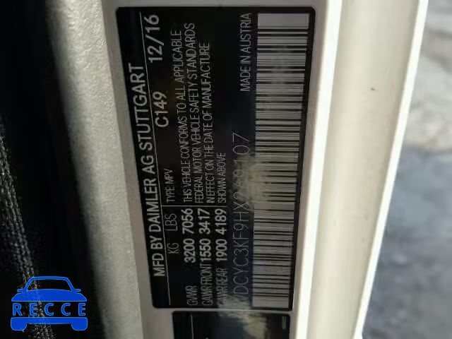 2017 MERCEDES-BENZ G 550 WDCYC3KF9HX269107 зображення 9