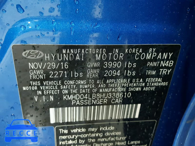 2017 HYUNDAI ELANTRA SP KMHD04LB8HU338610 image 9