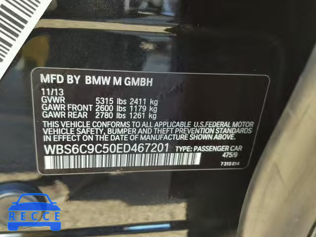 2014 BMW M6 GRAN CO WBS6C9C50ED467201 image 9
