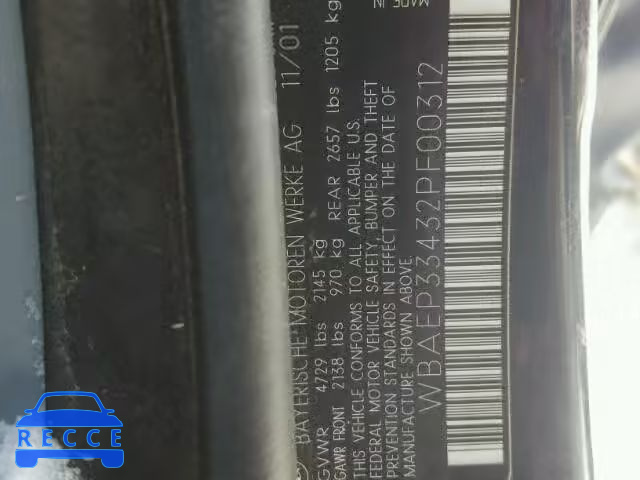 2002 BMW 325 XIT WBAEP33432PF00312 image 9