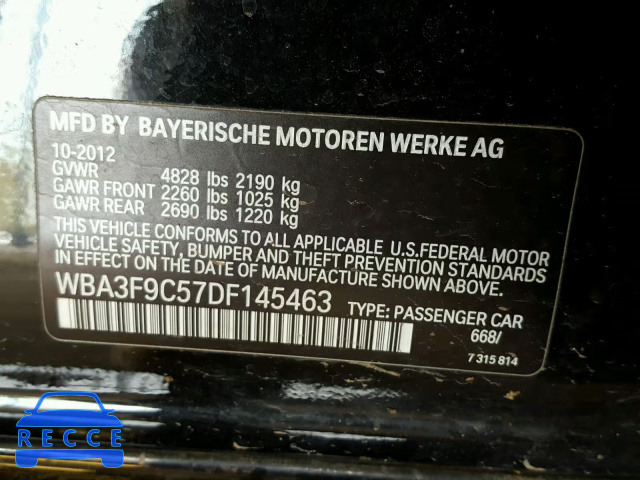 2013 BMW ACTIVEHYBR WBA3F9C57DF145463 зображення 9