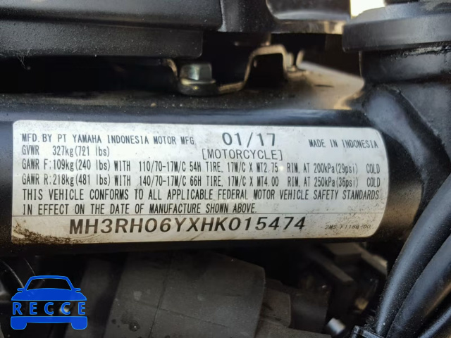 2017 YAMAHA YZFR3 MH3RH06YXHK015474 image 9