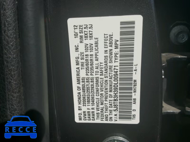 2013 ACURA RDX BASE 5J8TB3H39DL009471 image 9