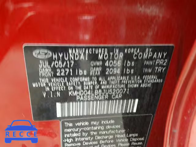 2018 HYUNDAI ELANTRA SP KMHD04LB8JU520071 image 9