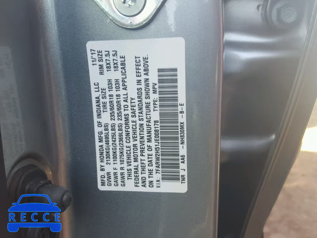 2018 HONDA CR-V EX 7FARW2H51JE008178 Bild 9