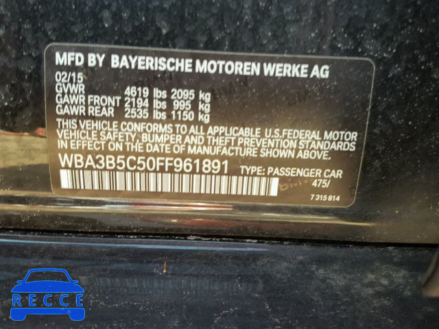 2015 BMW 328 XI SUL WBA3B5C50FF961891 зображення 9